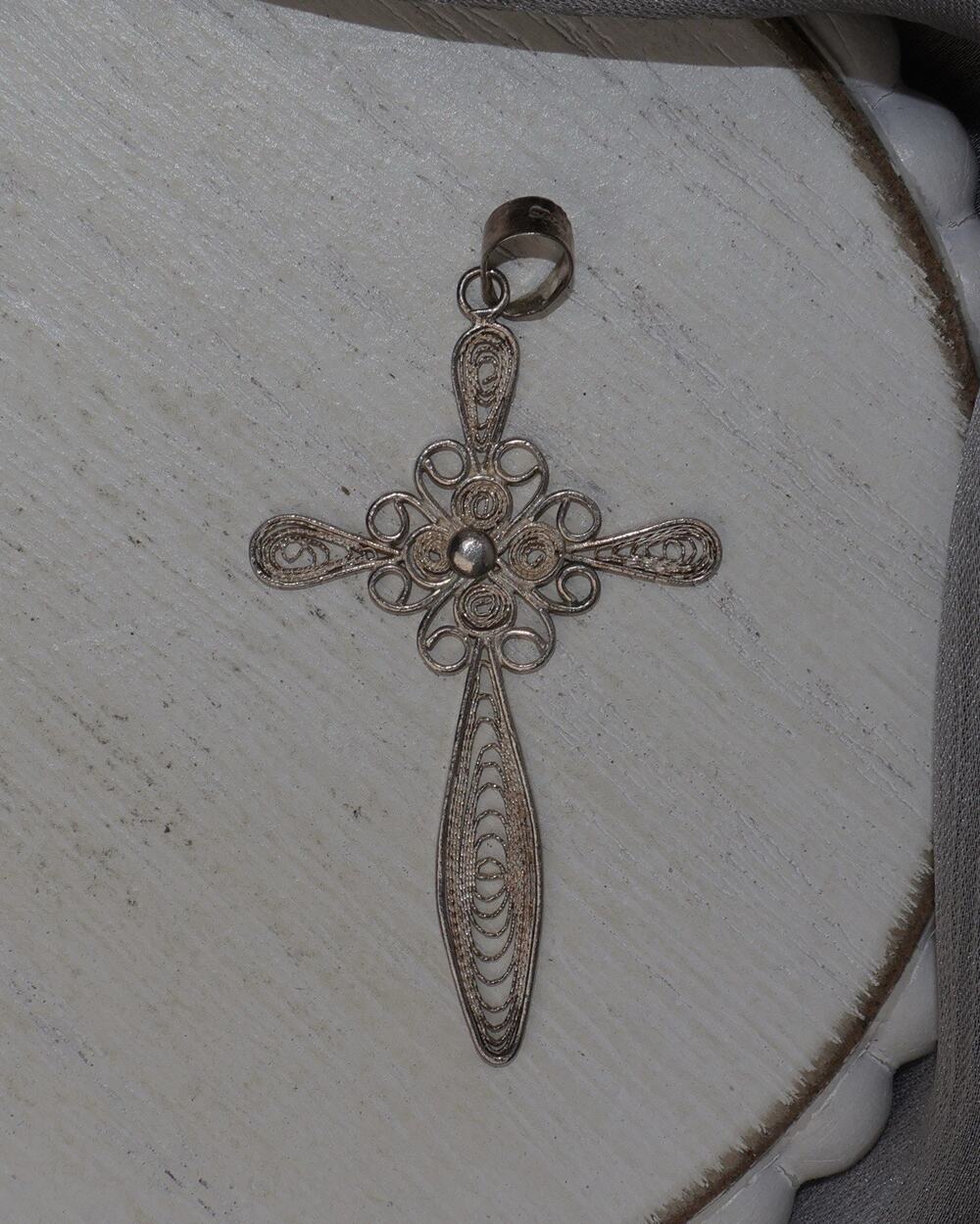 Vintage Sterling Silver Cross Pendant 1.9G / 1.2in